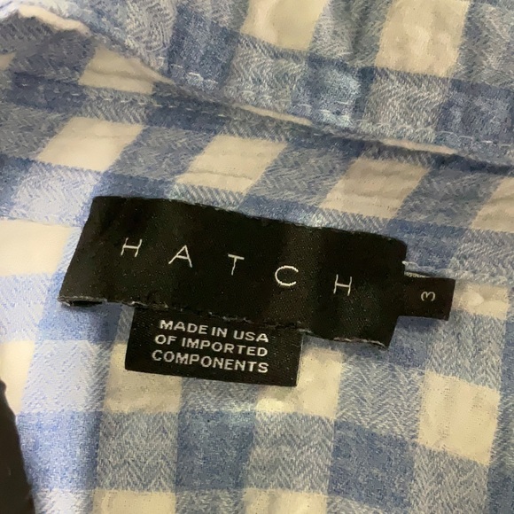 HATCH maternity blue white gingham boyfriend shirt 100% Cotton 3 L - Picture 7 of 8